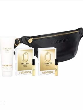 Rababanne Black Belt Bag with Million Gold Fragrance Set